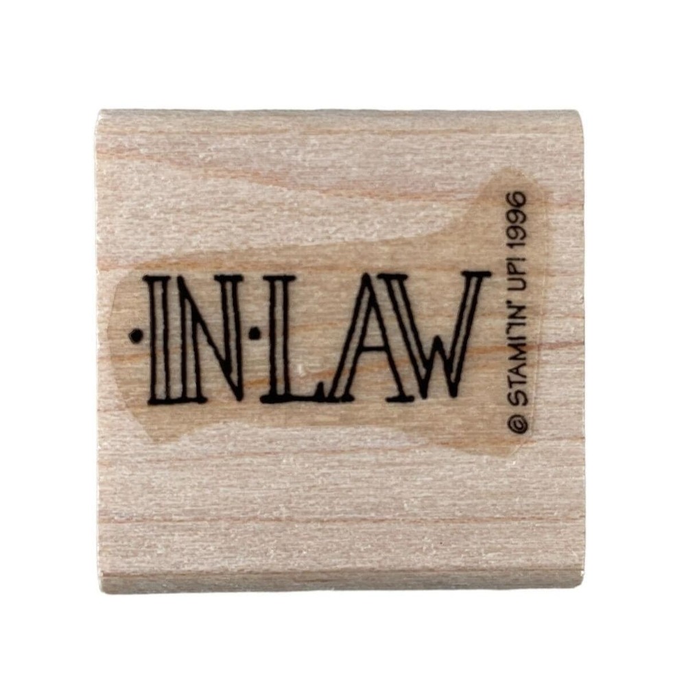 NEW NO INK Stampin Up Mounted Rubber Stamp In Law Word Name